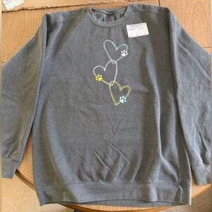 I Heart Dogs Gray Sweatshirt with Heart and Paw Print Design